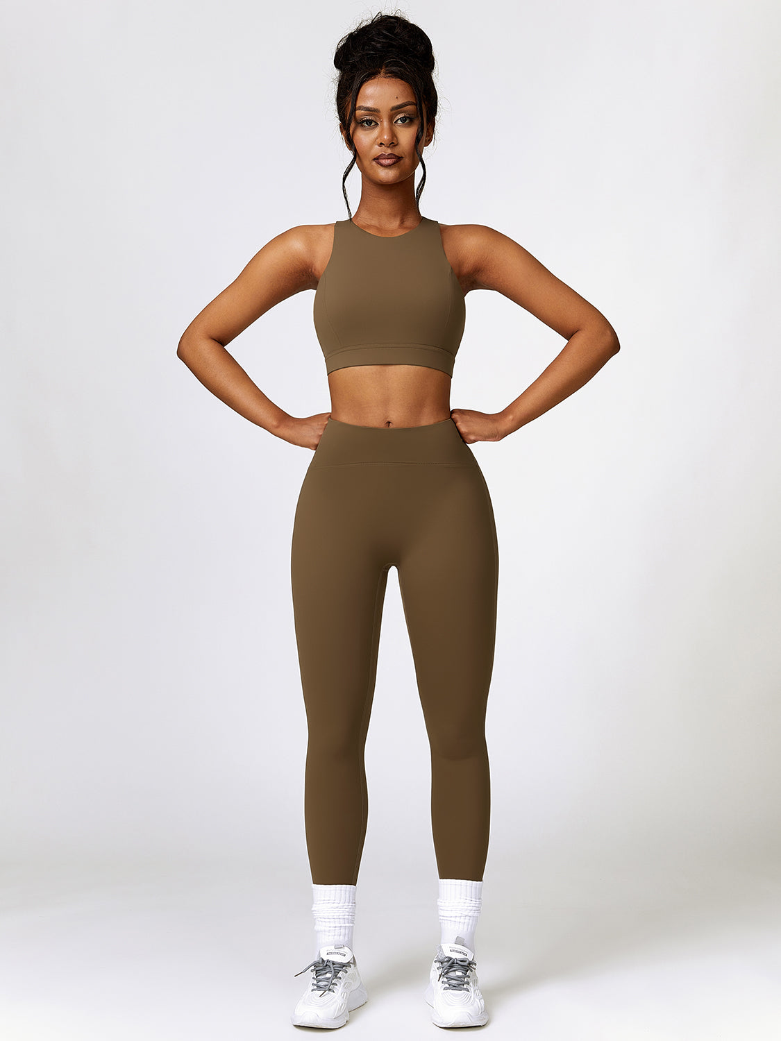 Cutout Cropped Sport Tank and Leggings Set