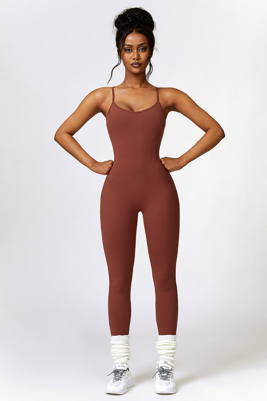 Open Back Spaghetti Strap Sports Jumpsuit